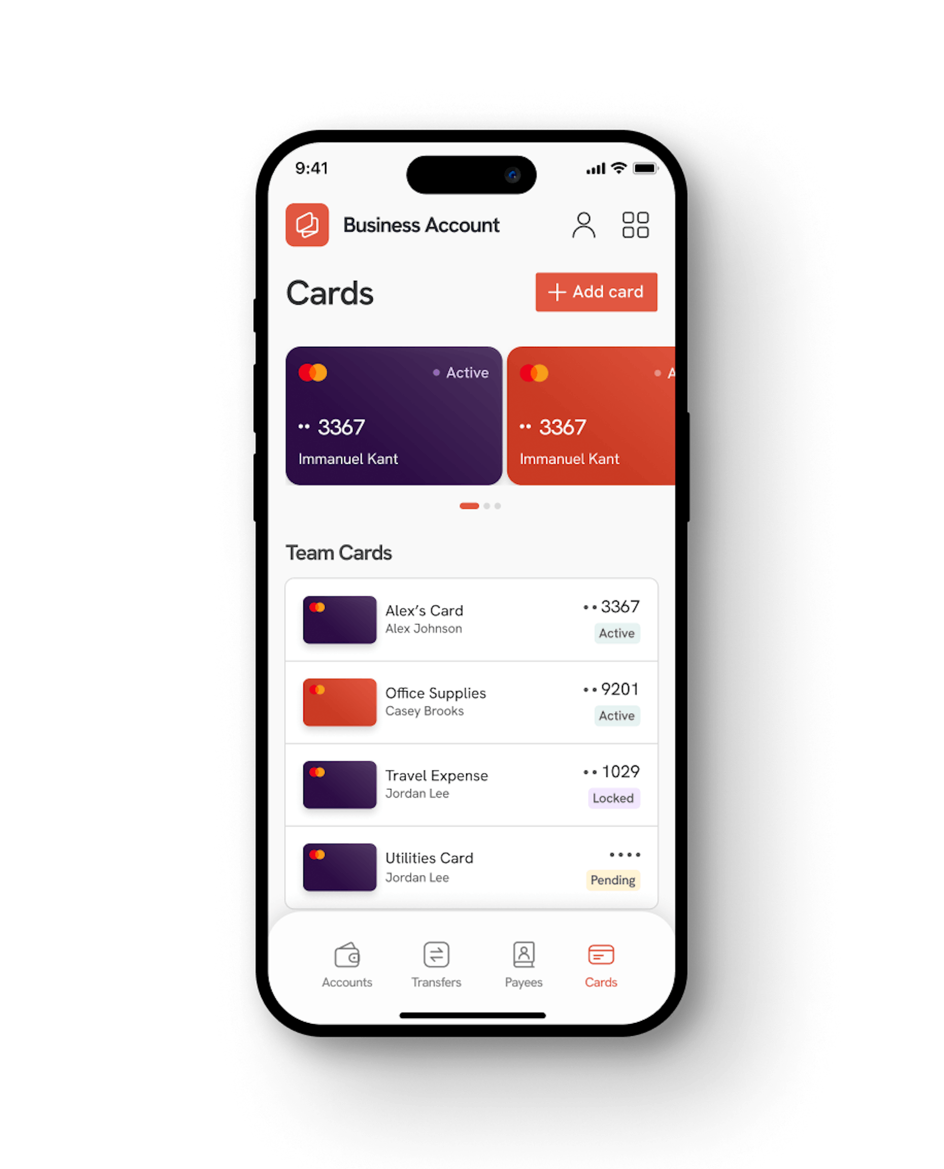 team cards mobile app