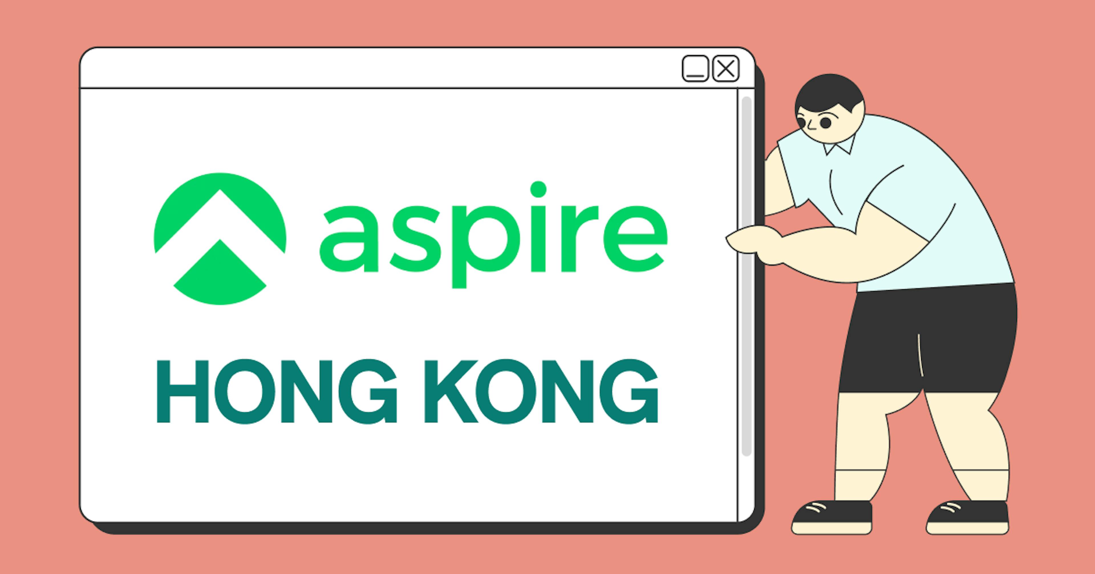 illustration of a person placing a sign featuring the Aspire Hong Kong logo