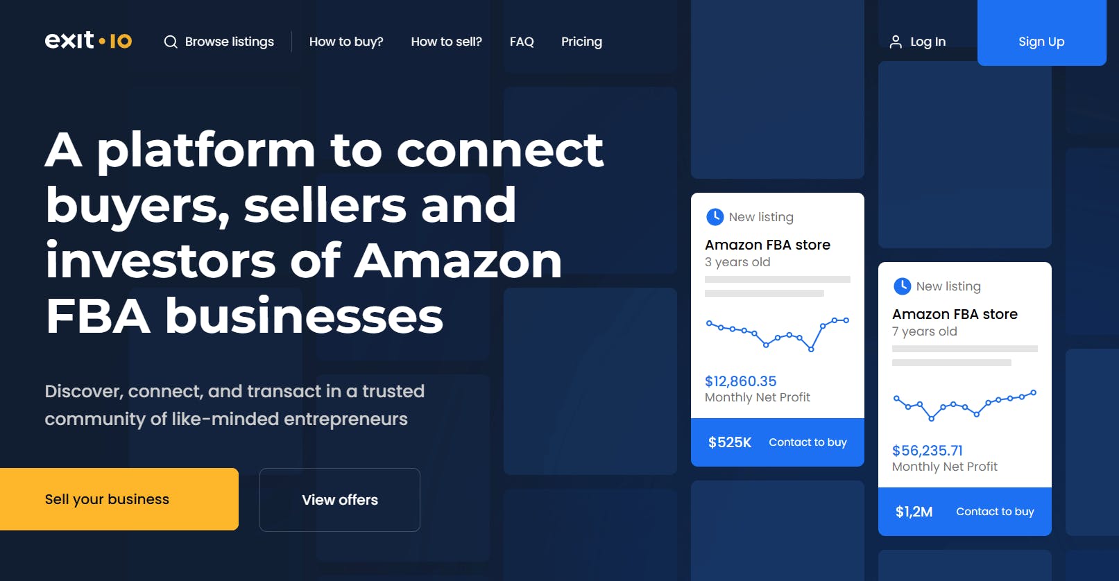 A screenshot of Exit.io homepage