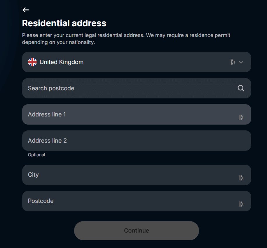 An image shows Revolut Business requires applicants to provide a residential address.