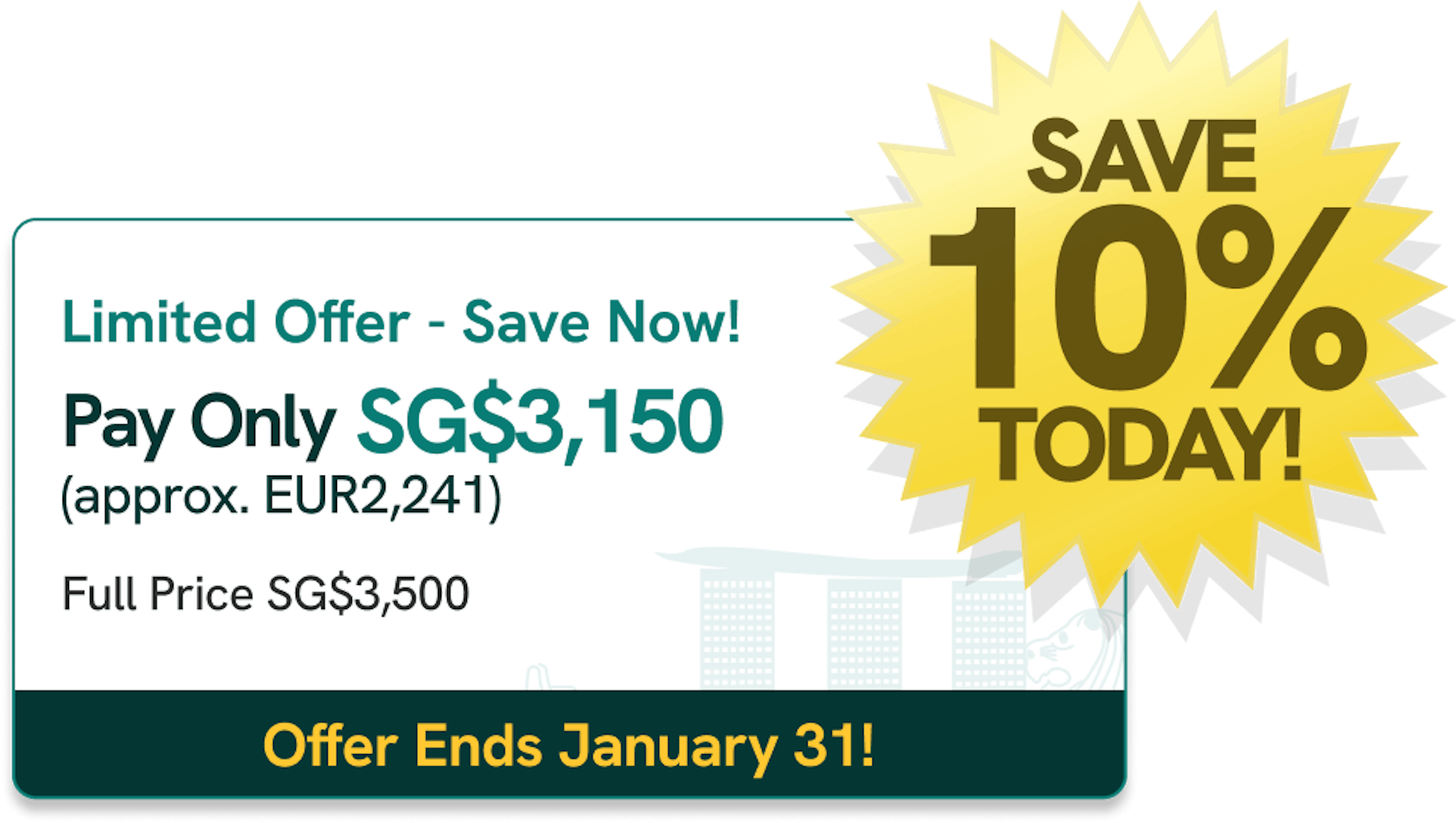 Singapore company creation promotion 10% discount, ends on 31 January 2026