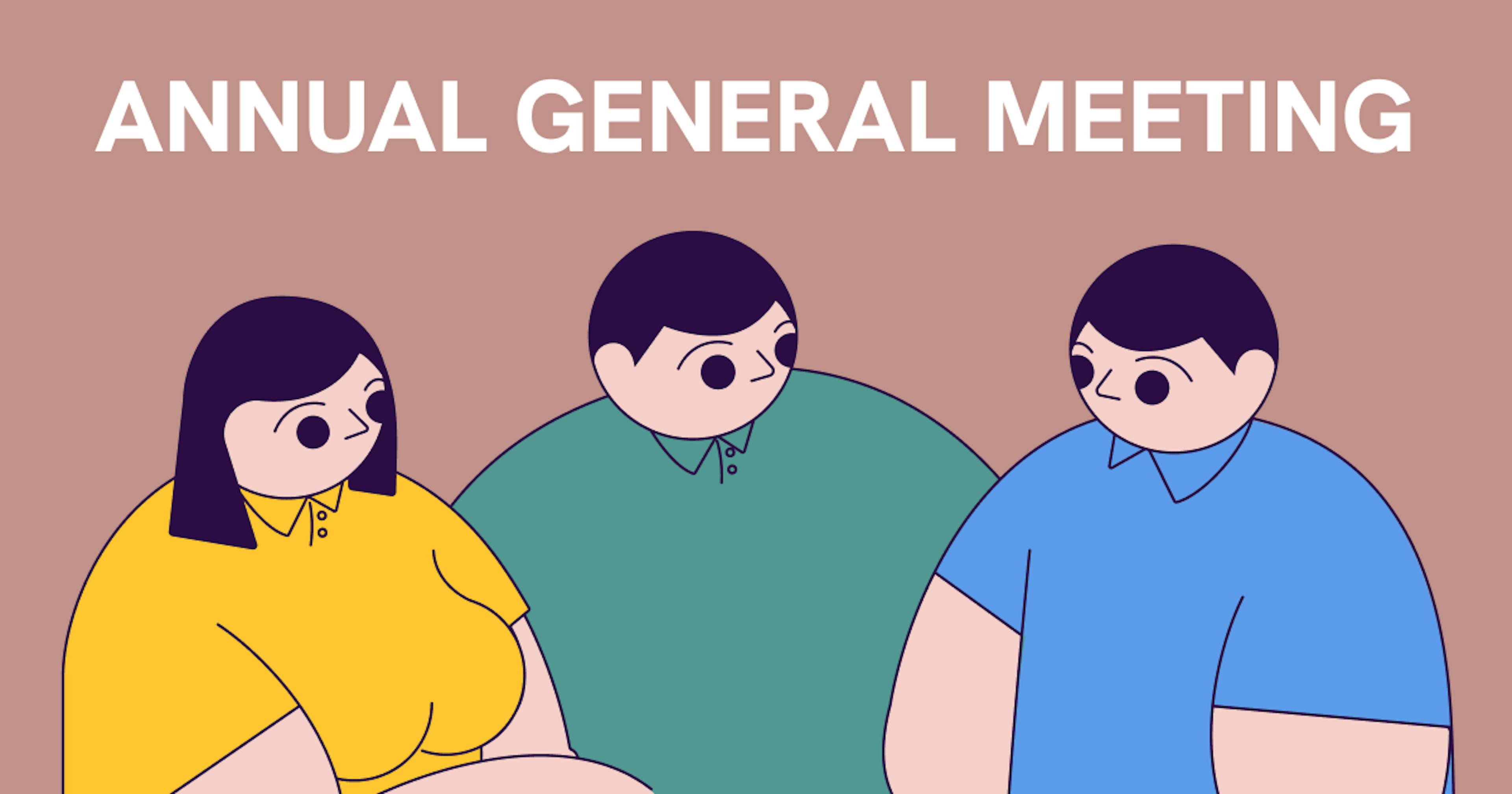 Three people attending an annual general meeting in Singapore