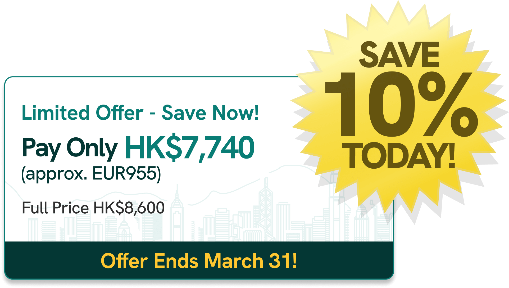 Hong Kong company creation promotion 10% discount, ends on 31 March 2026