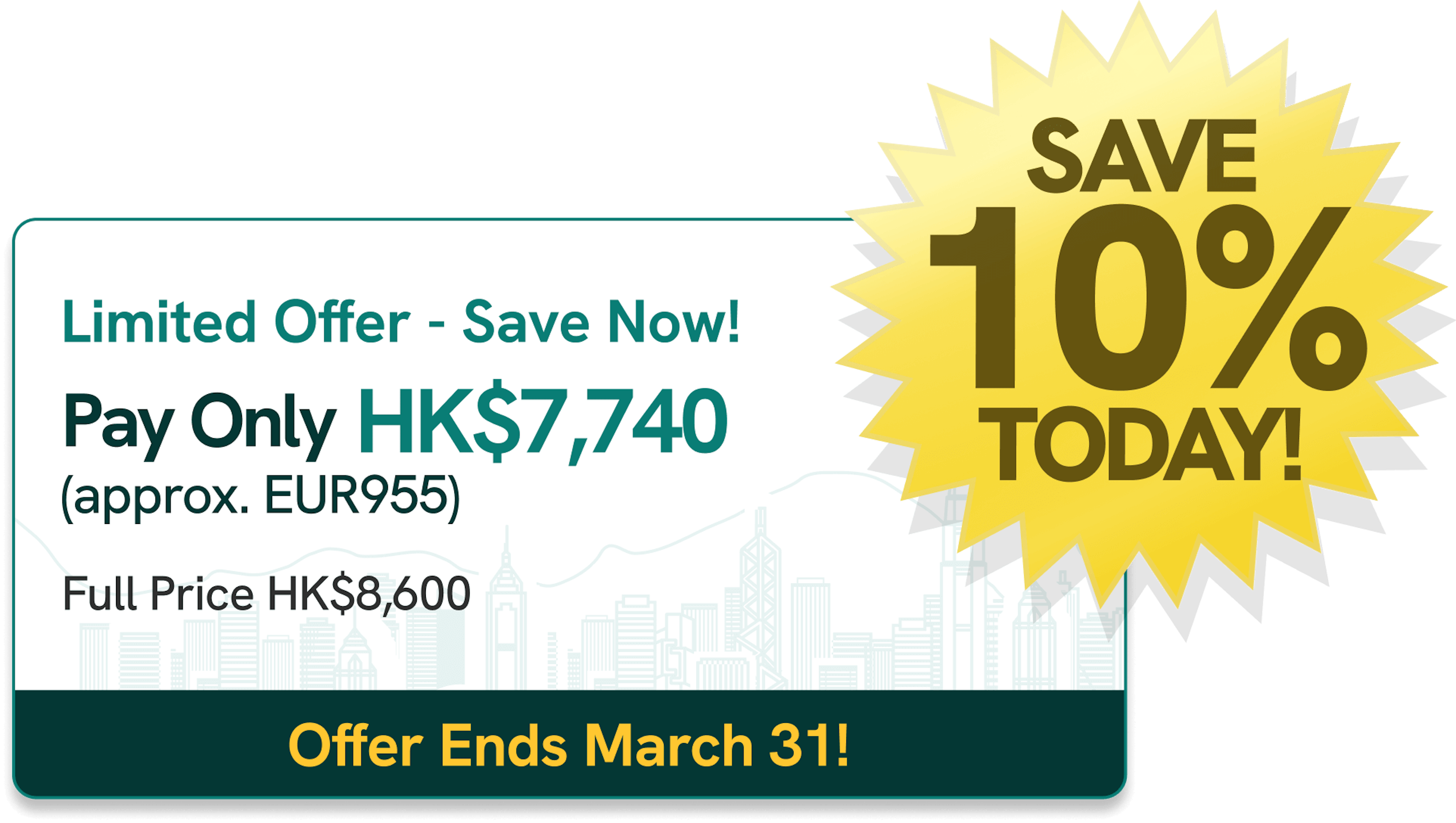 Hong Kong company creation promotion 10% discount, ends on 31 March 2026