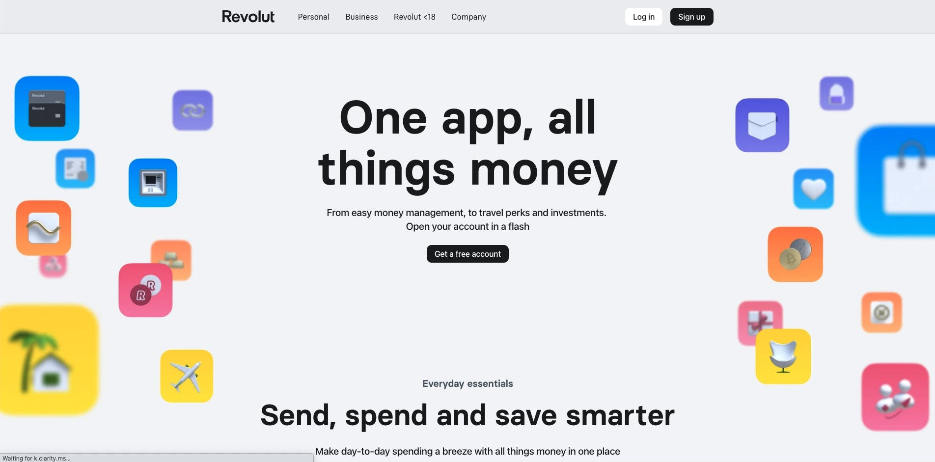 A screenshot of Revolut's website