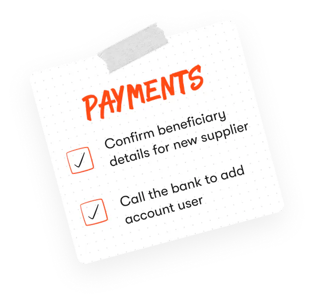 Payments service post it note