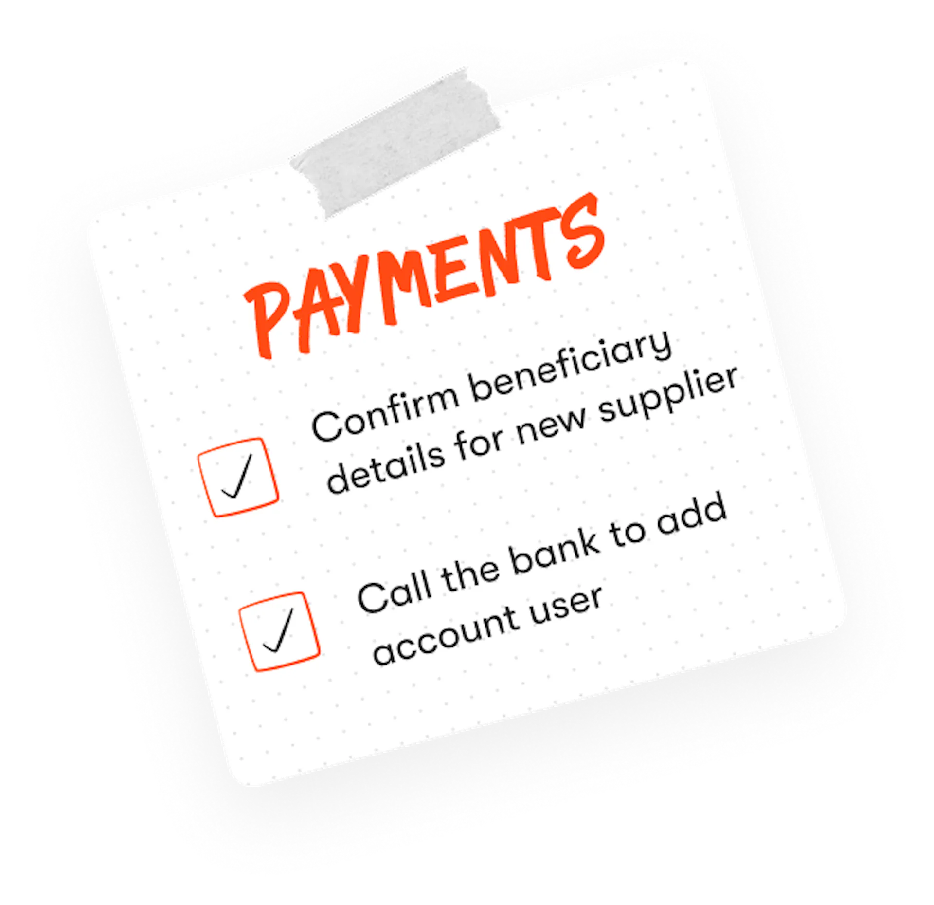 Payments service post it note