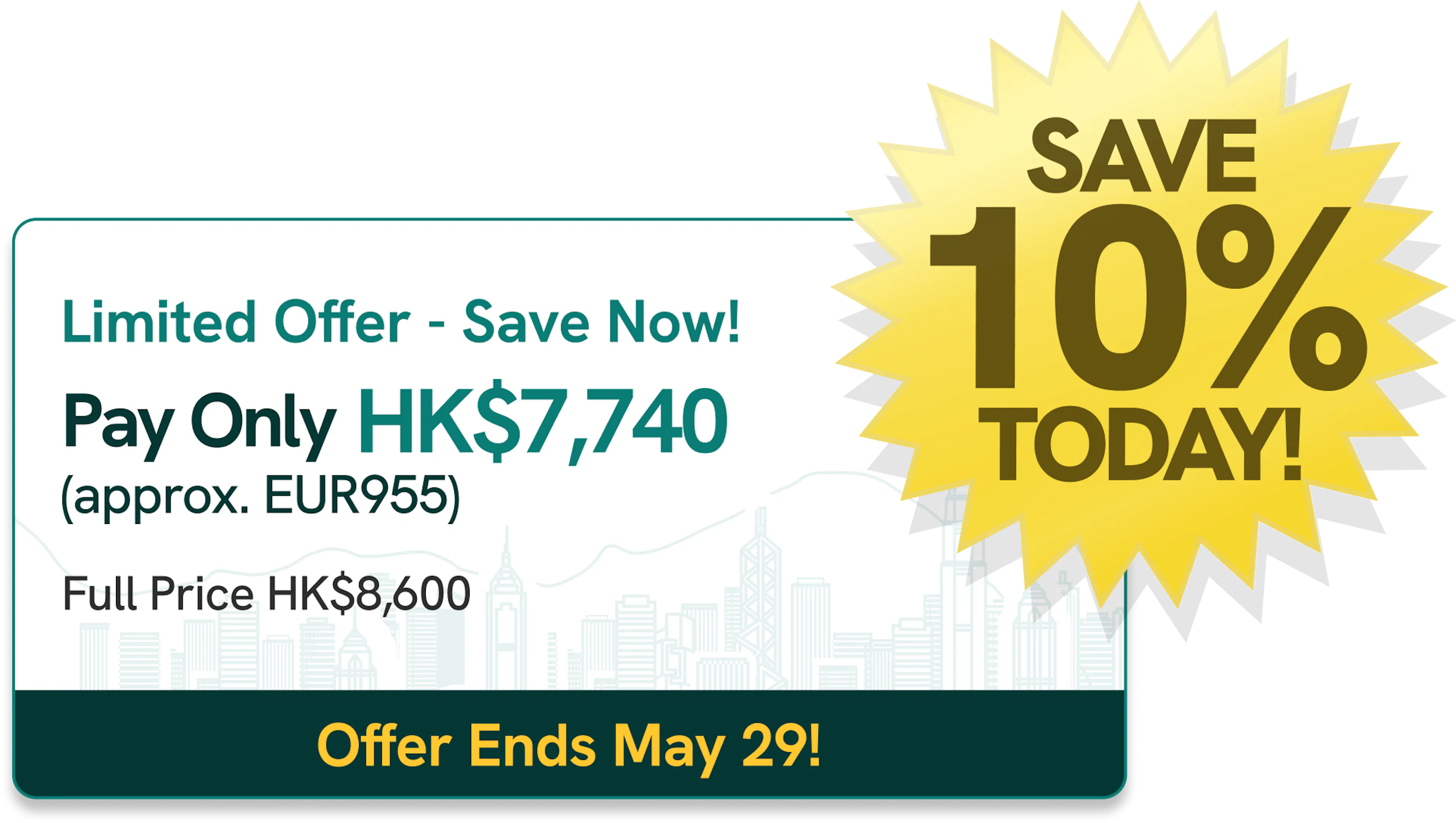 Hong Kong company creation promotion 10% discount, ends on 29 May 2026