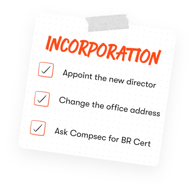 incorporation service post it note
