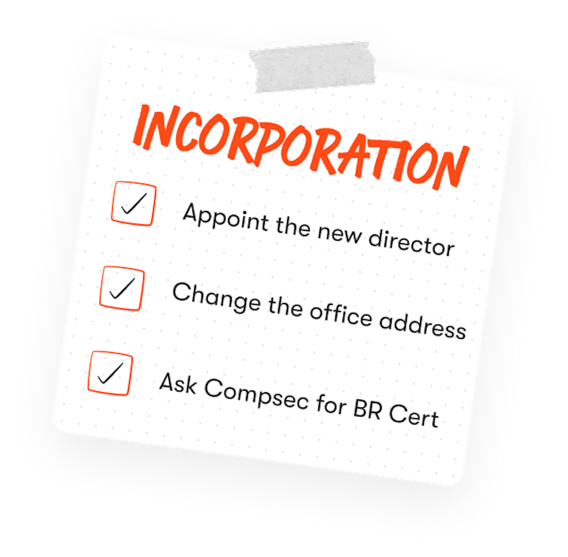 incorporation service post it note