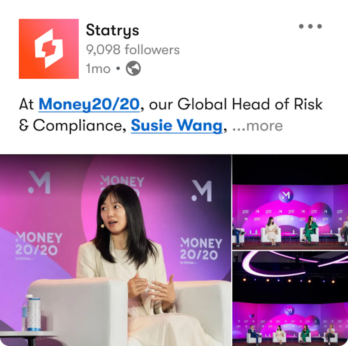 Linkedin post featuring Susie Wang, our Global Head of Risk and Compliance