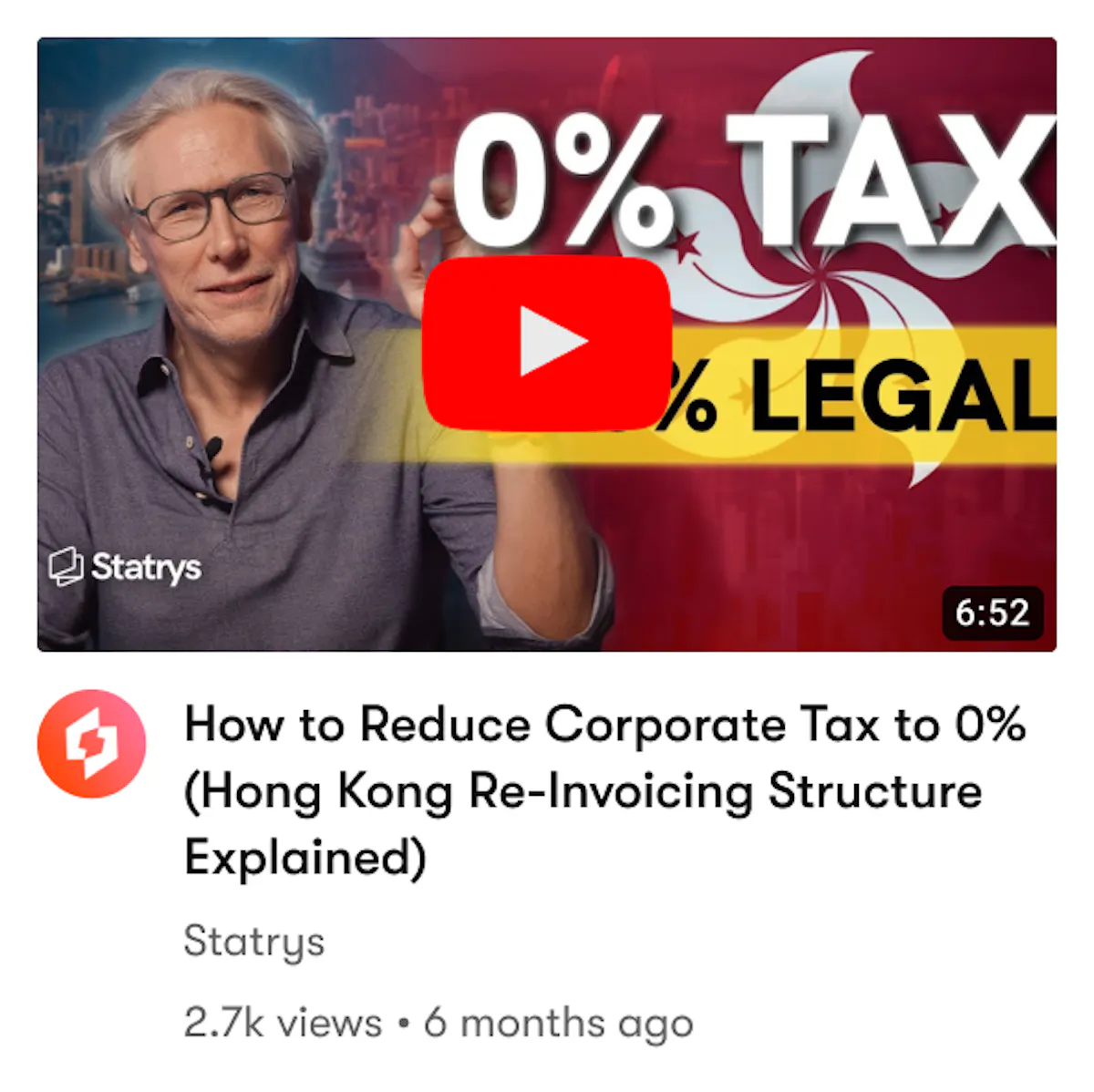 Youtube video featuring our "How to Reduce Corporate Tax to 0%"
