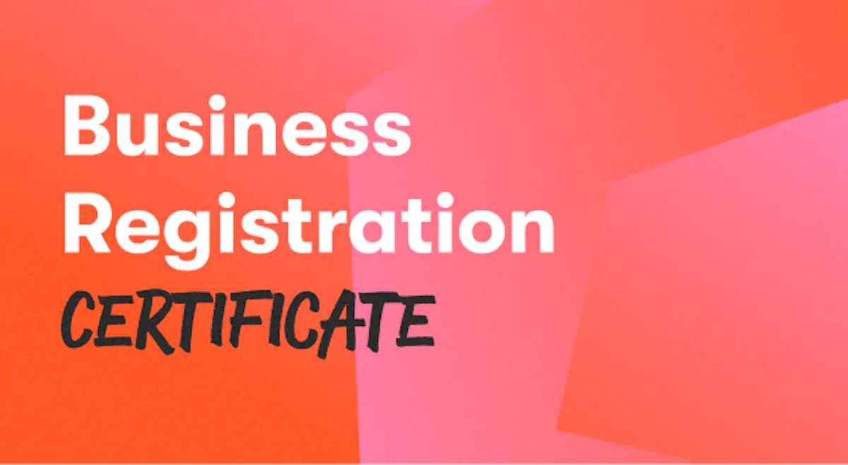 A background with a text titled "Business Registration Certificate"