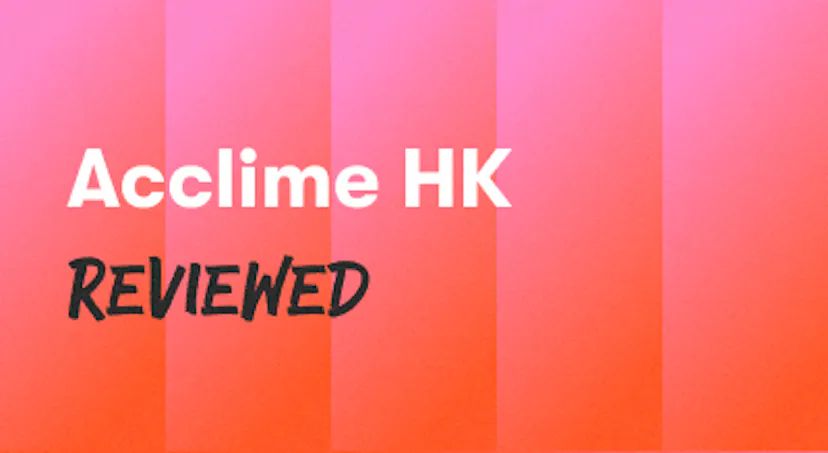 A background with a text titled "Acclime HK review"