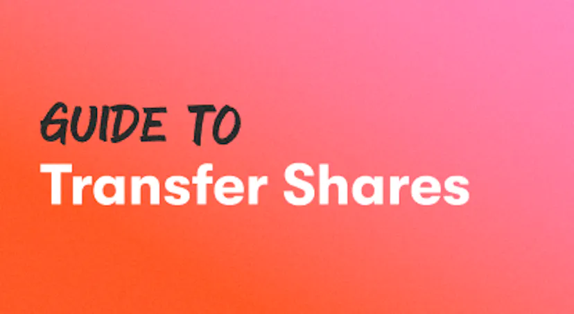 A background with a text titled "Guide to Transfer Shares"