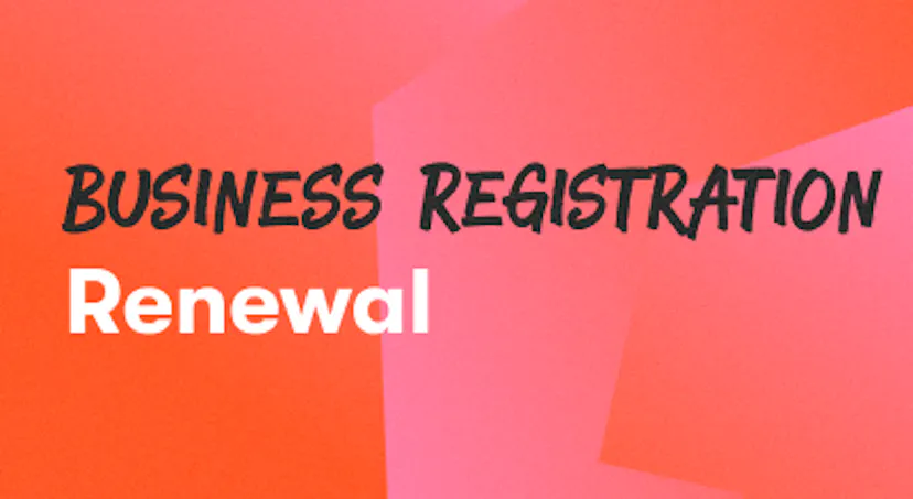 A background with a text titled "Business Registration Renewal"