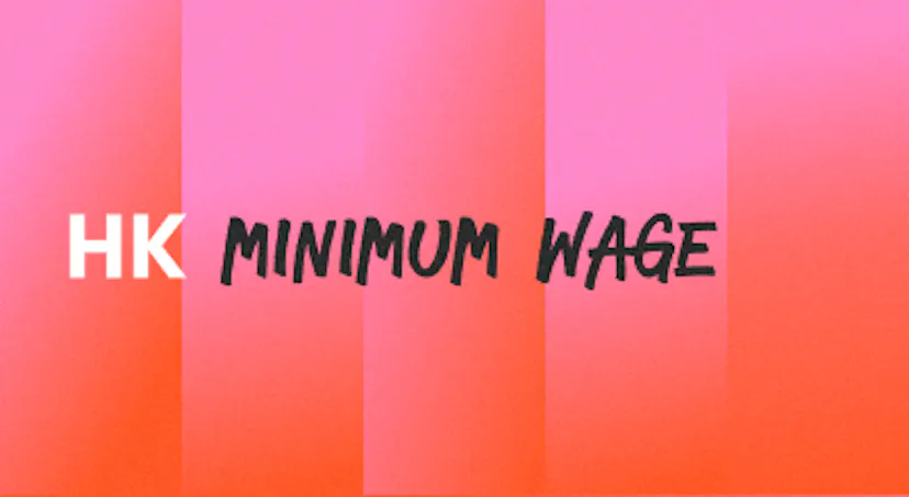 A background with a text titled "Hong Kong minimum wage"