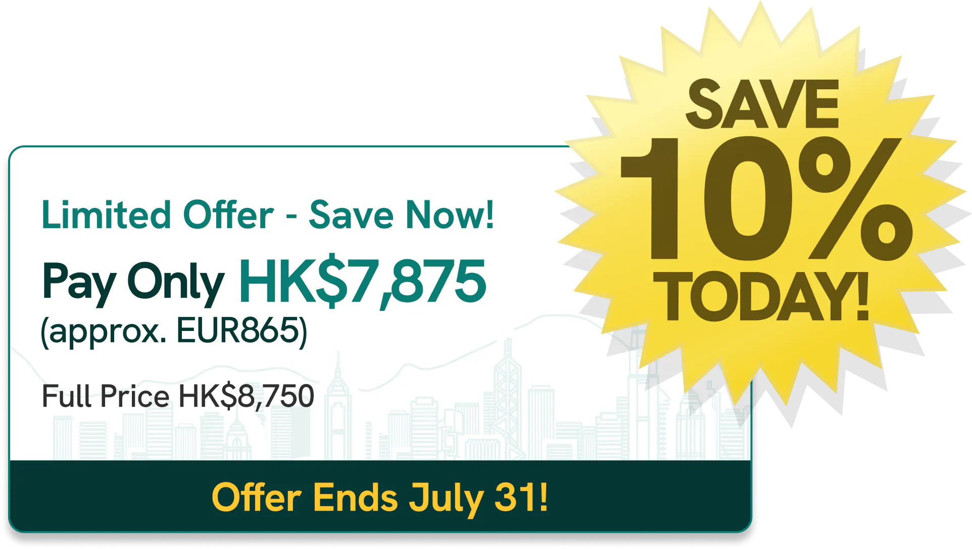 Hong Kong company creation promotion 10% discount, ends on 31 July 2026
