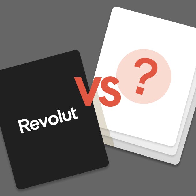 A card with the Revolut logo being compared to other alternatives cards