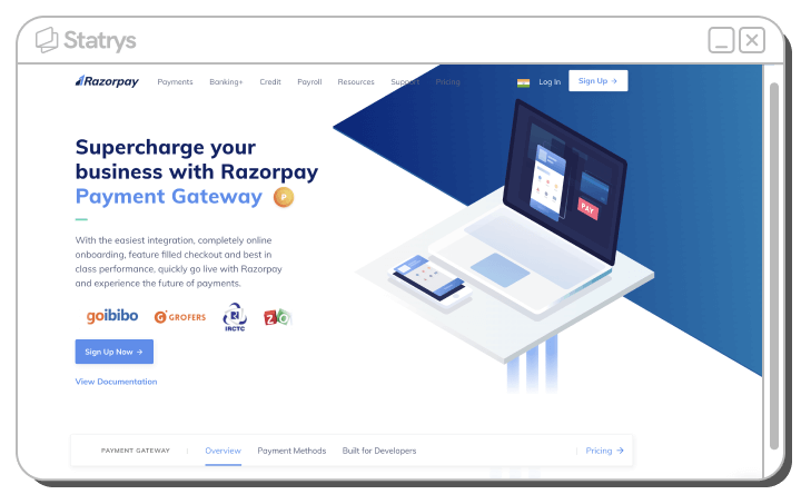 Screenshot of Razorpay's website