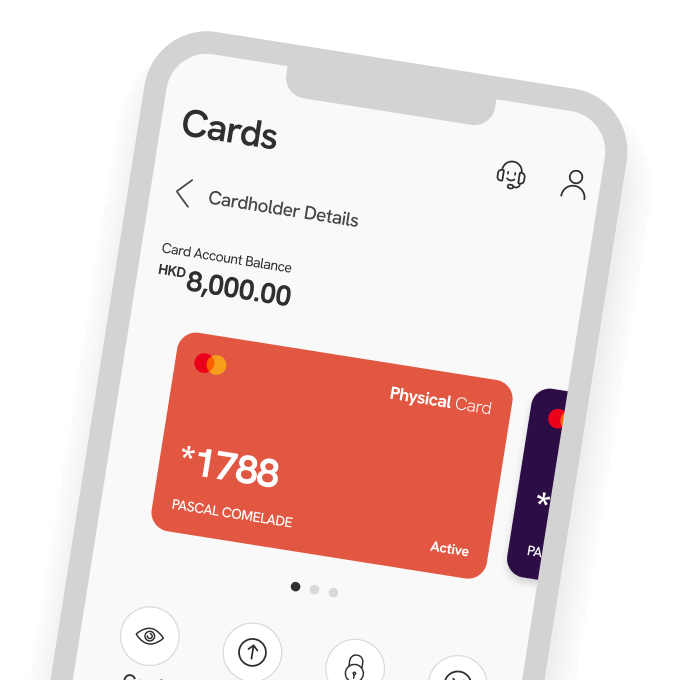 An app showing how Statry's virtual payment cards work