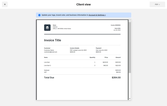 Square Invoice sample