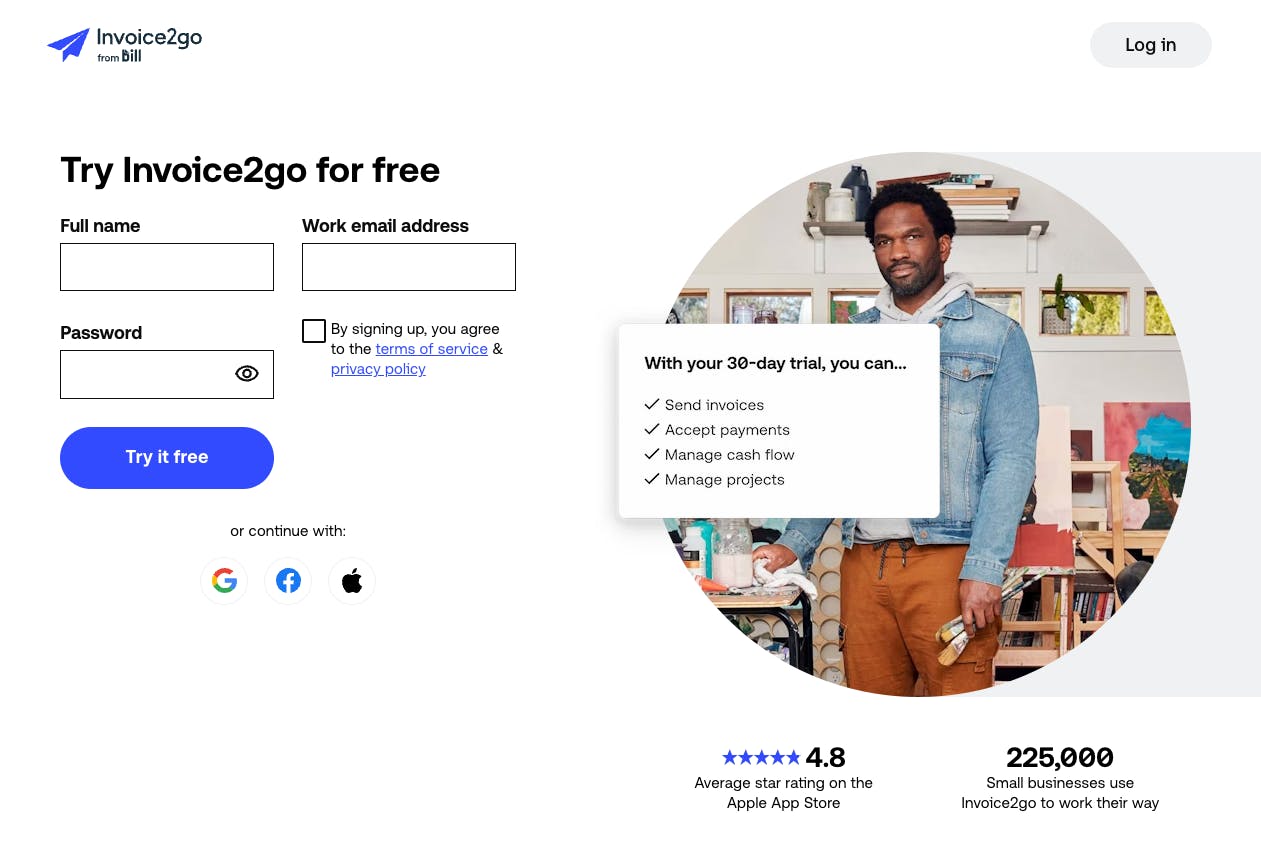 Invoice2go signup