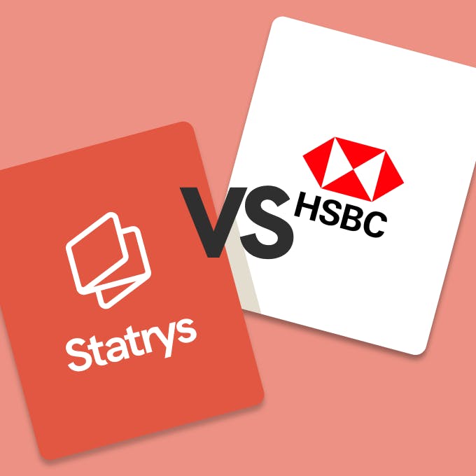 A card of Statrys being compared to a card with HSBC's logo