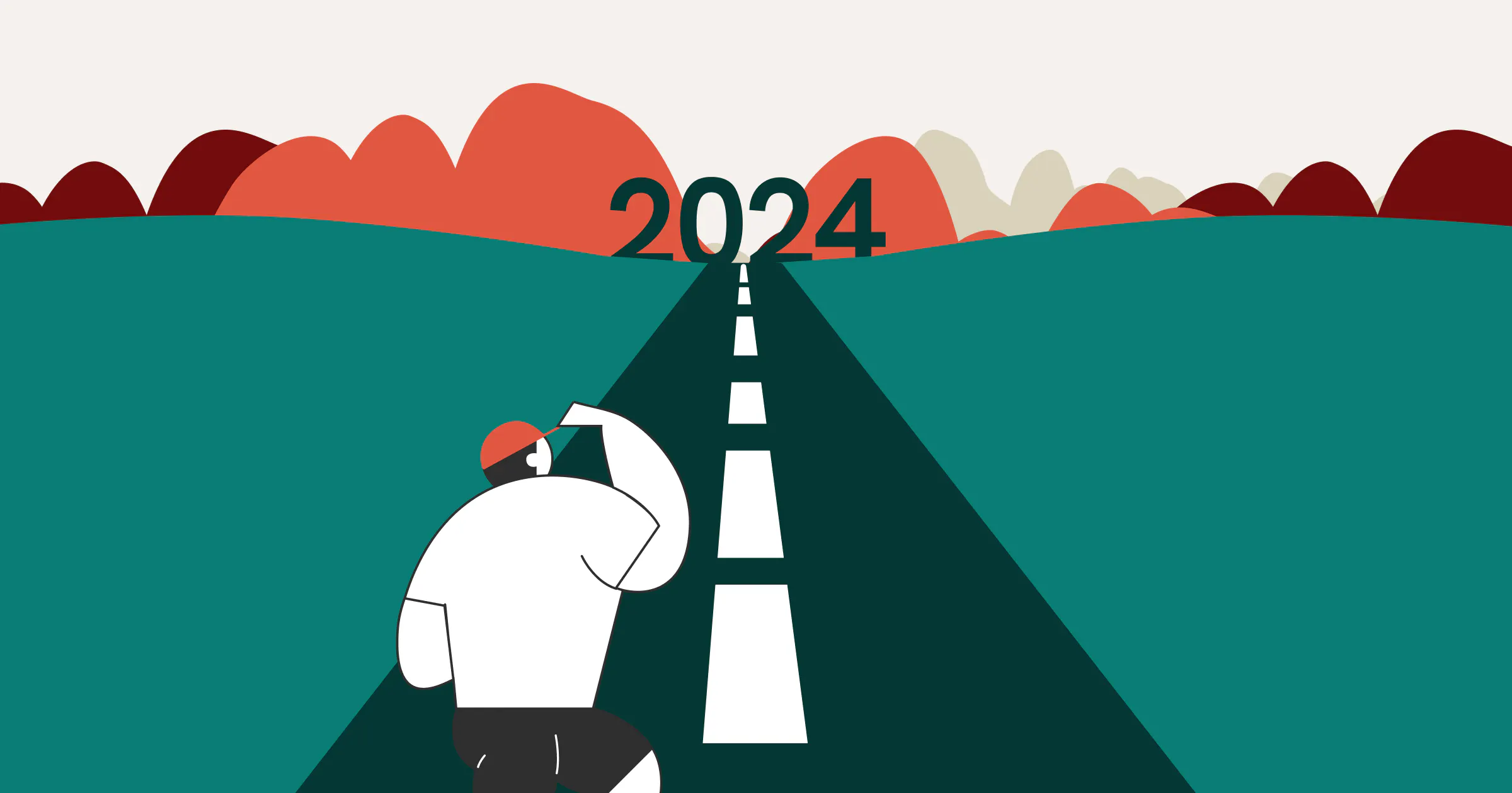 A man looking into the distant and seeing 2024.