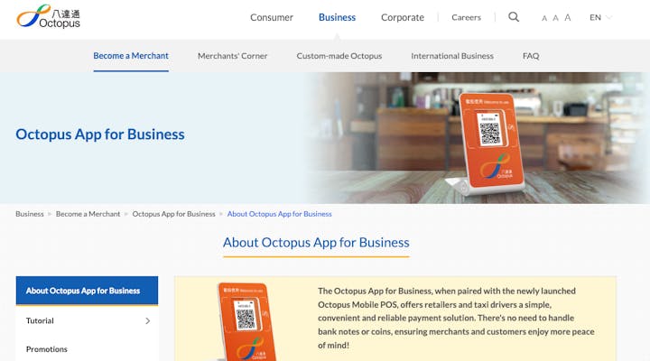 screenshot of Octopus App for Business website