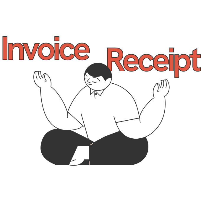 Illustration of a person considering the differences between invoice vs. receipt