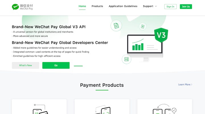 screenshot of WeChat Pay's website