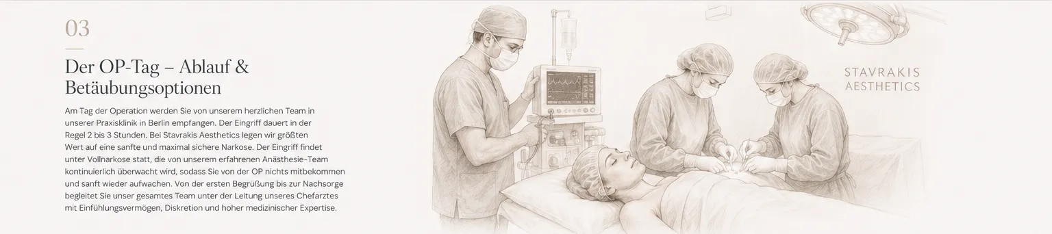 Grafische Illustration des Operationstages bei einer Brustverkleinerung