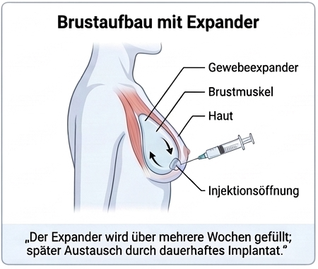 Schematische Darstellung Brustaufbau mit Expander