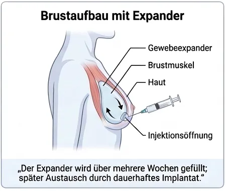 Schematische Darstellung Brustaufbau mit Expander