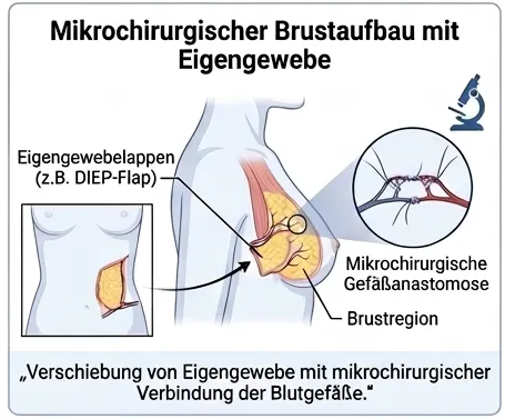Schematische Darstellung - Mikrochirurgische Brustrekonstruktion mit Eigengewebe