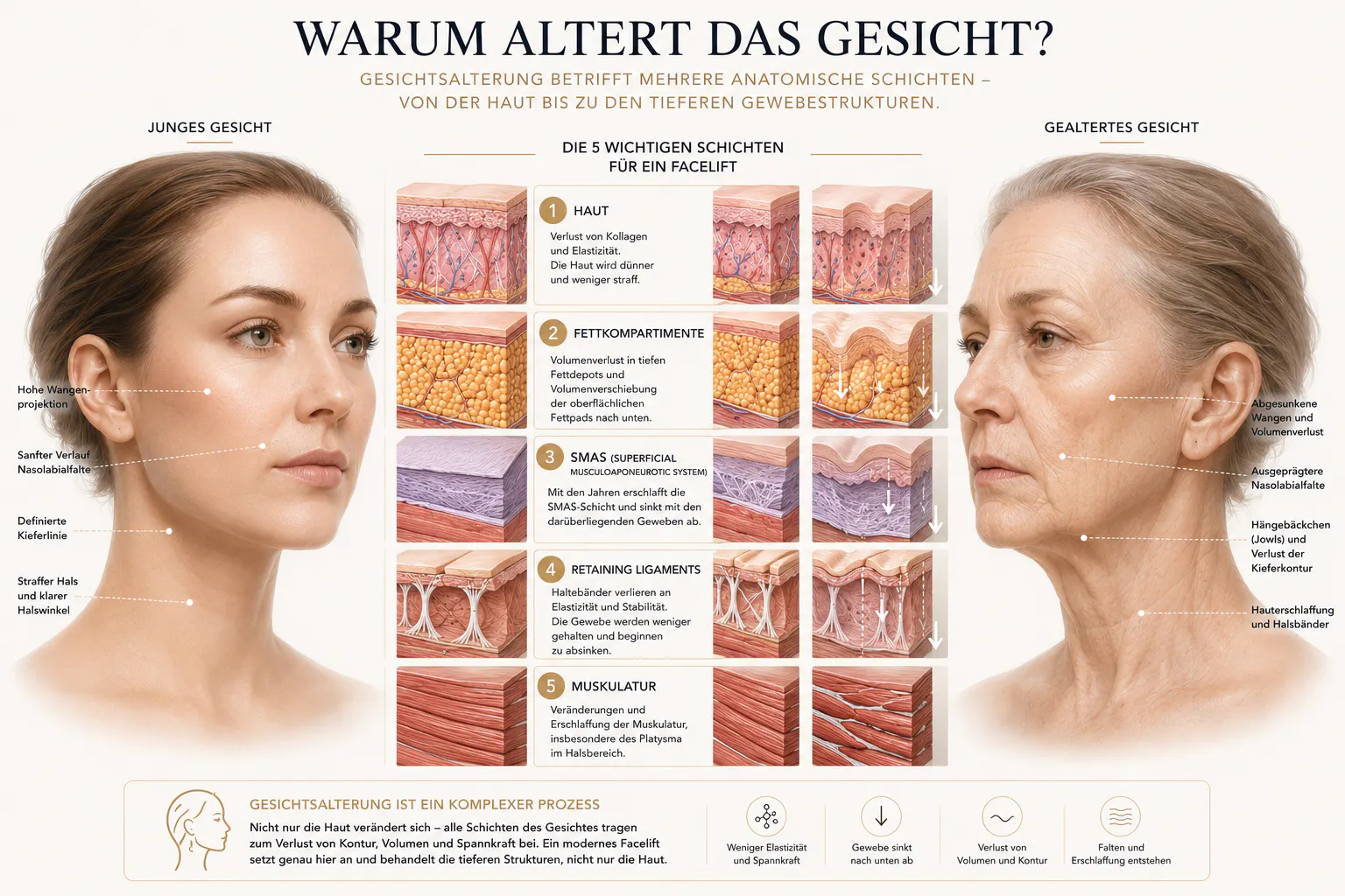 Schematische Darstellung Gesichtsalterung