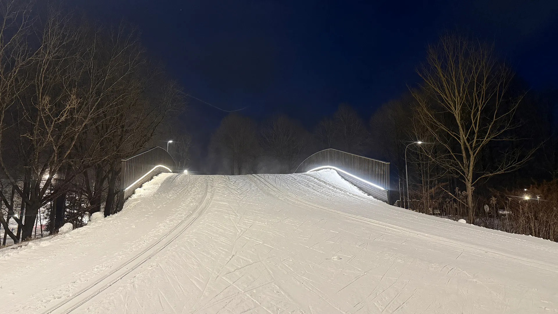 Skidspår över bro i Borås