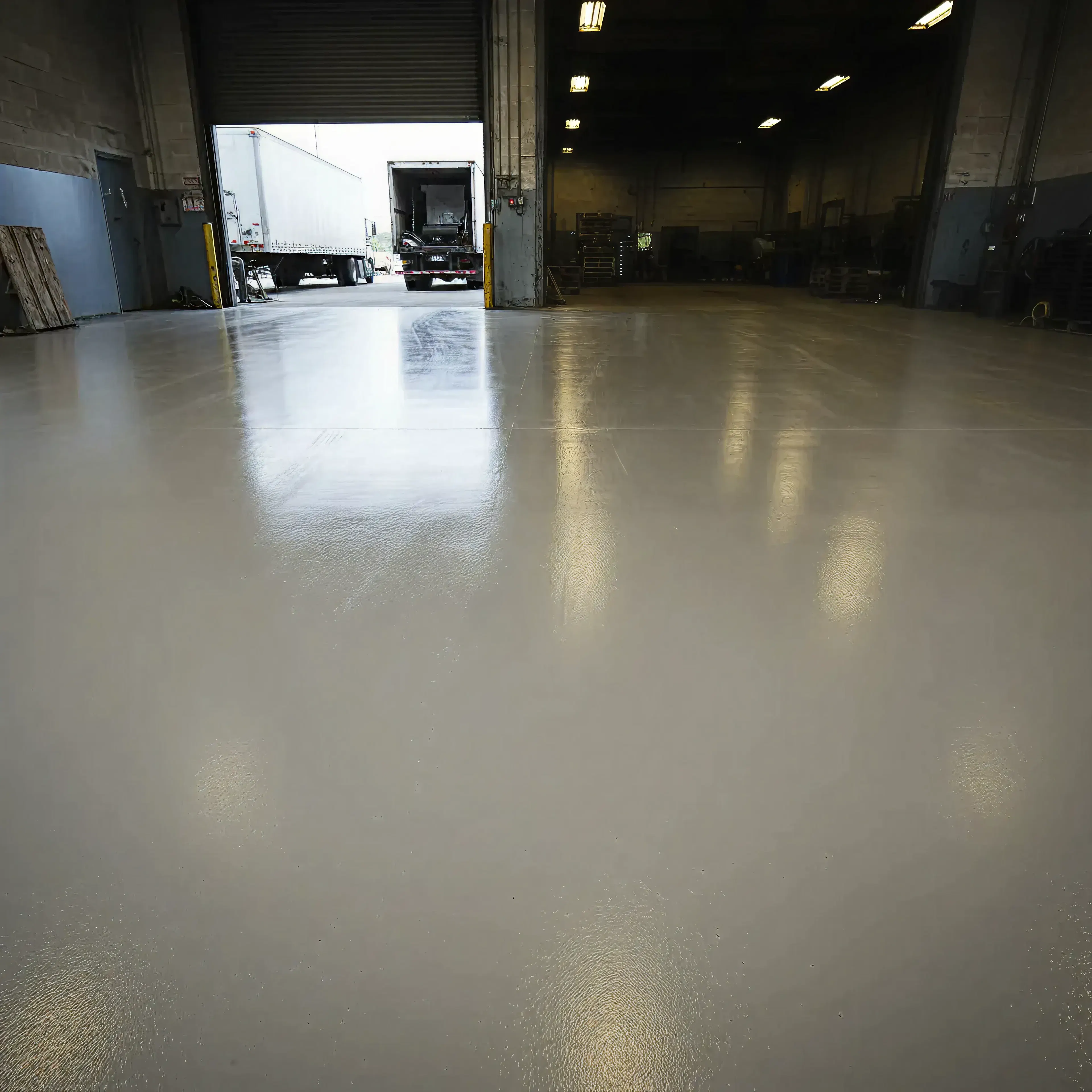 Warehouse floor with StealthCoat CR product bottles