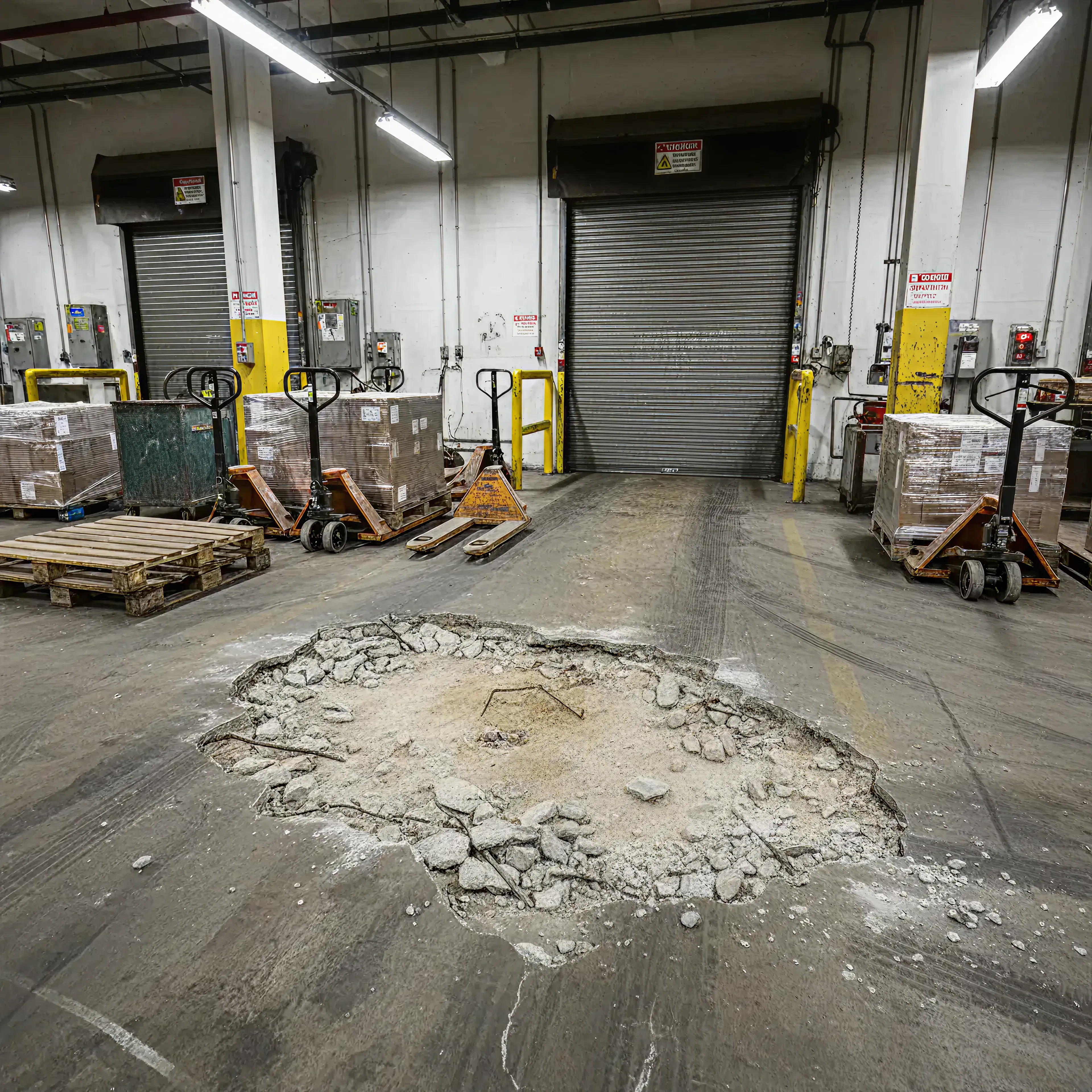 Spalled concrete surface before repair