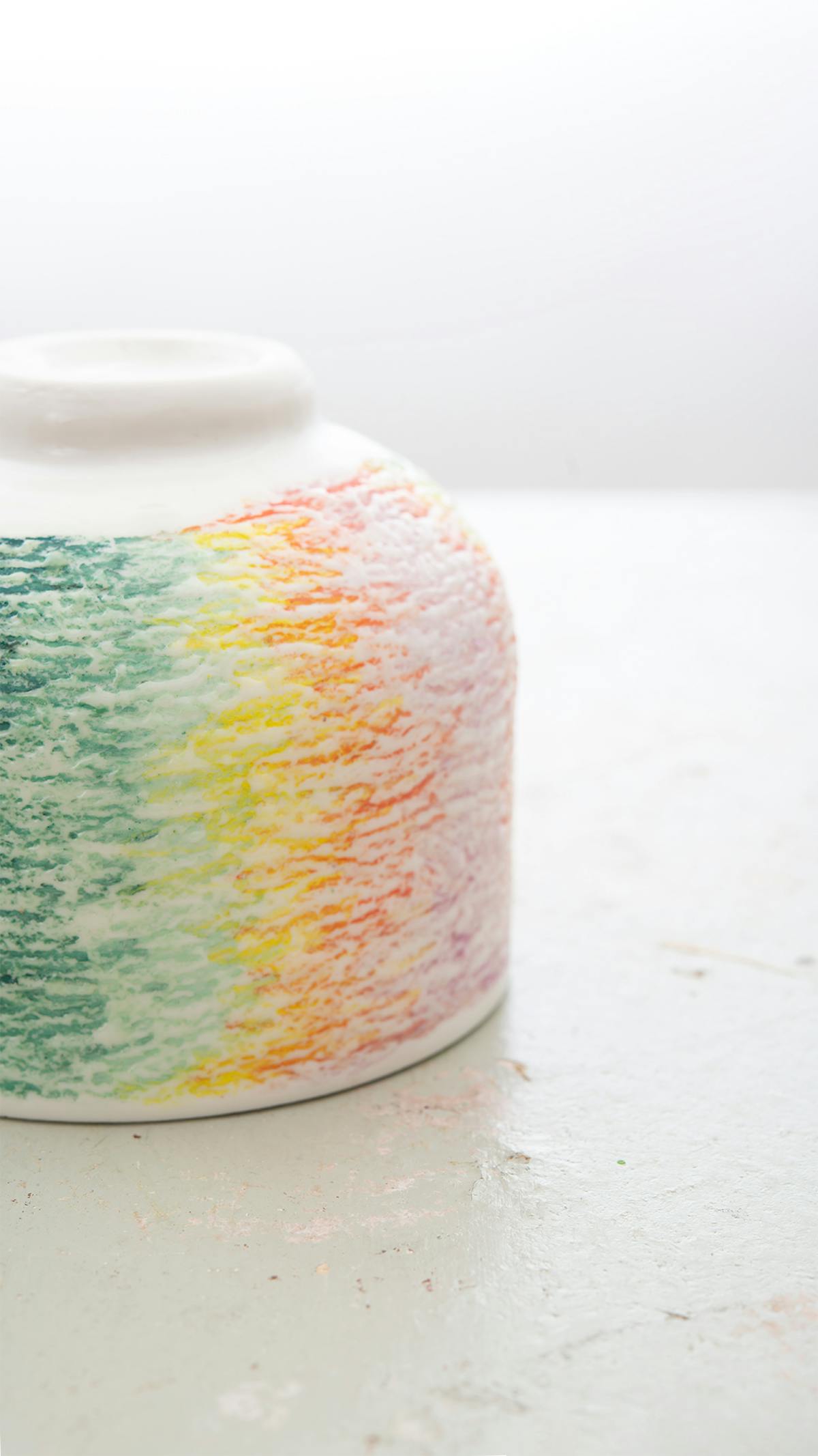 Rainbow bowl glaze detail