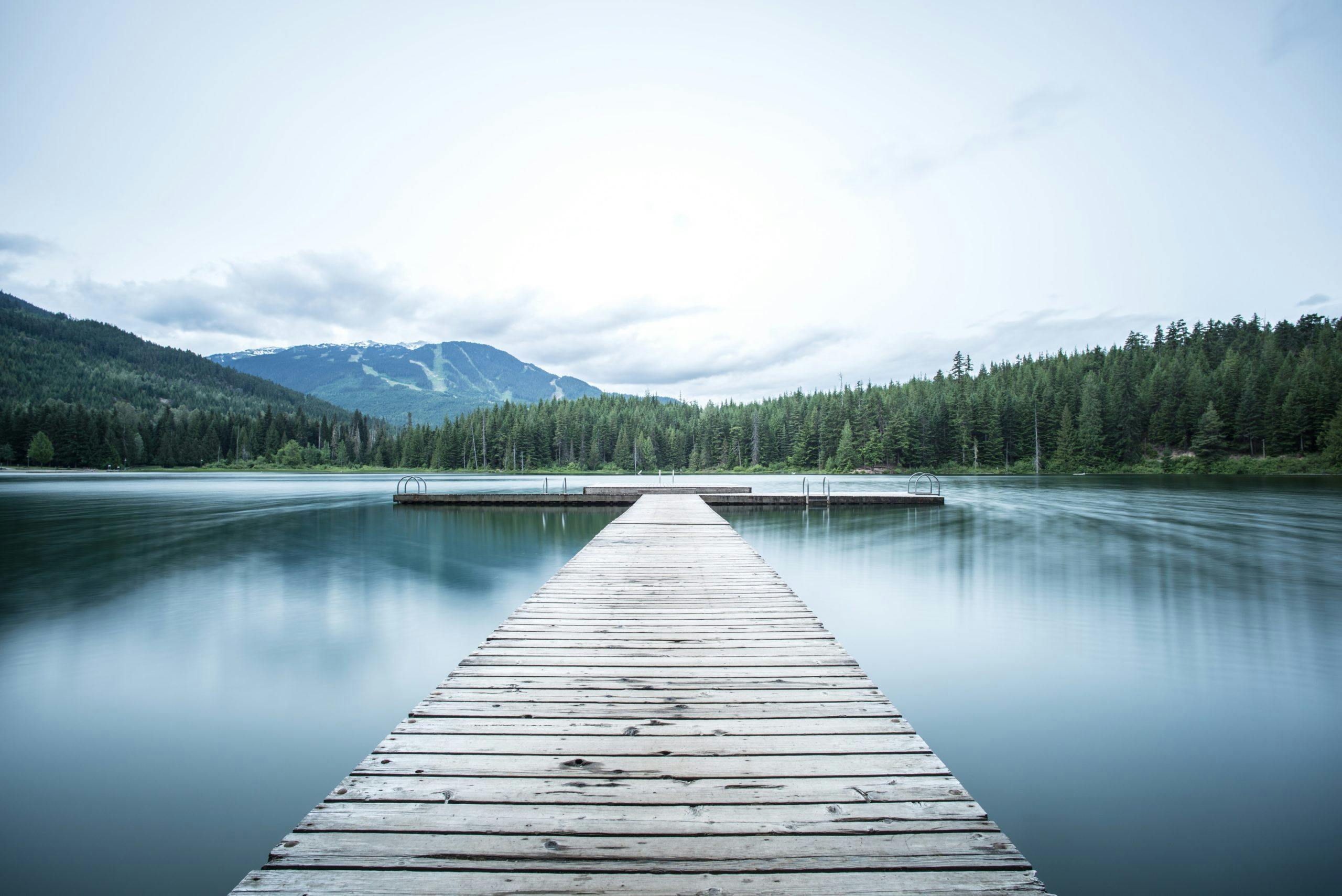 Lake with swimming dock