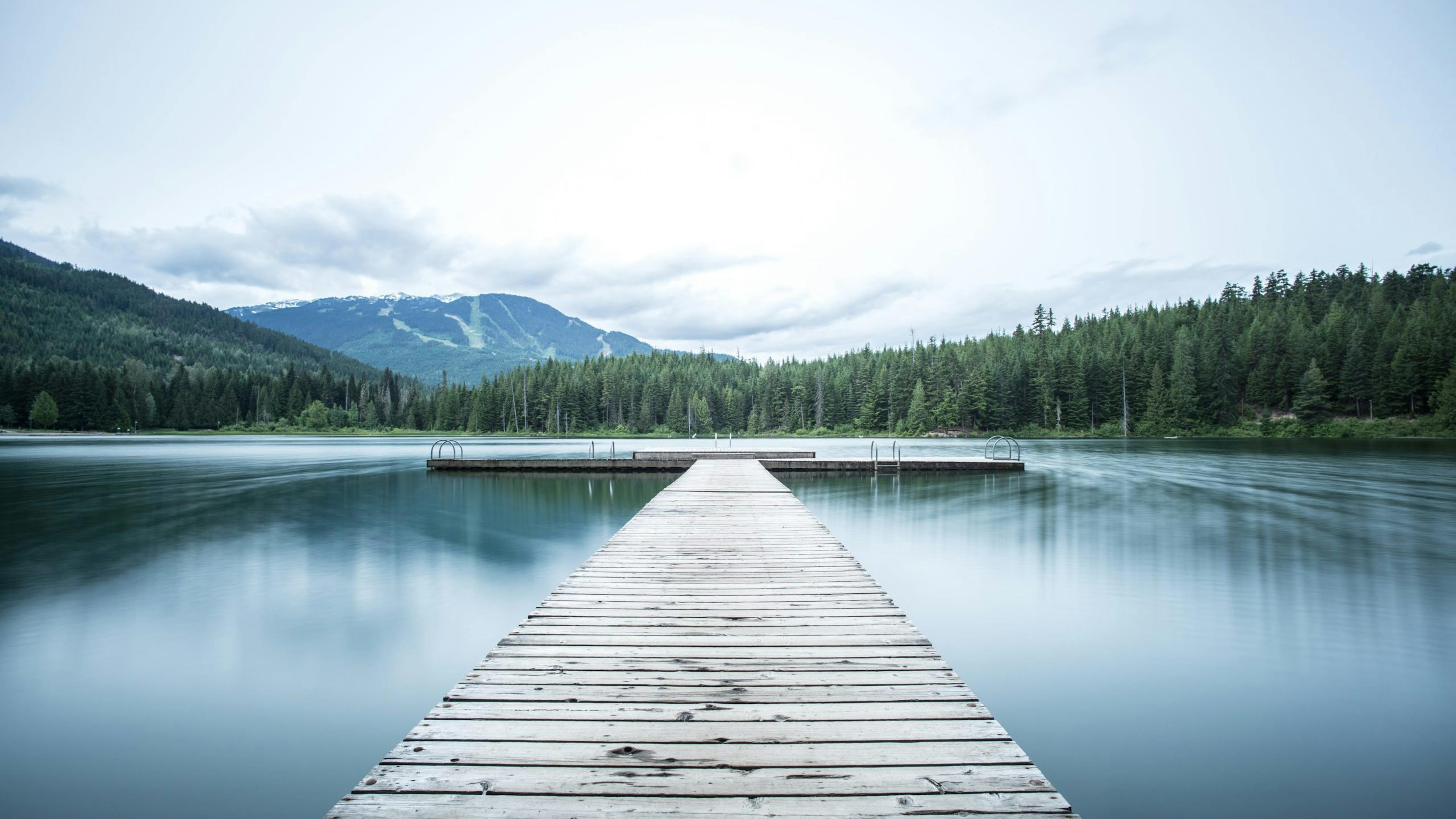 Lake with swimming dock