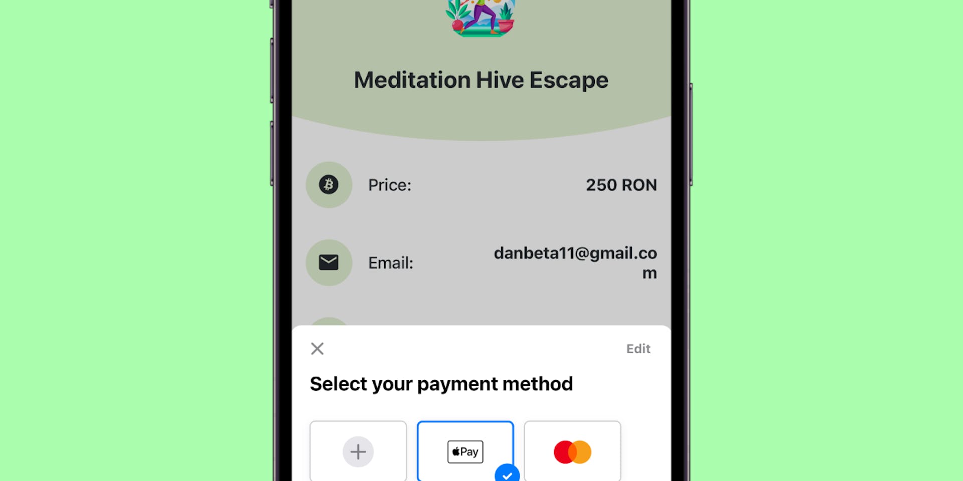 Checkout page on mobile Stepsy App