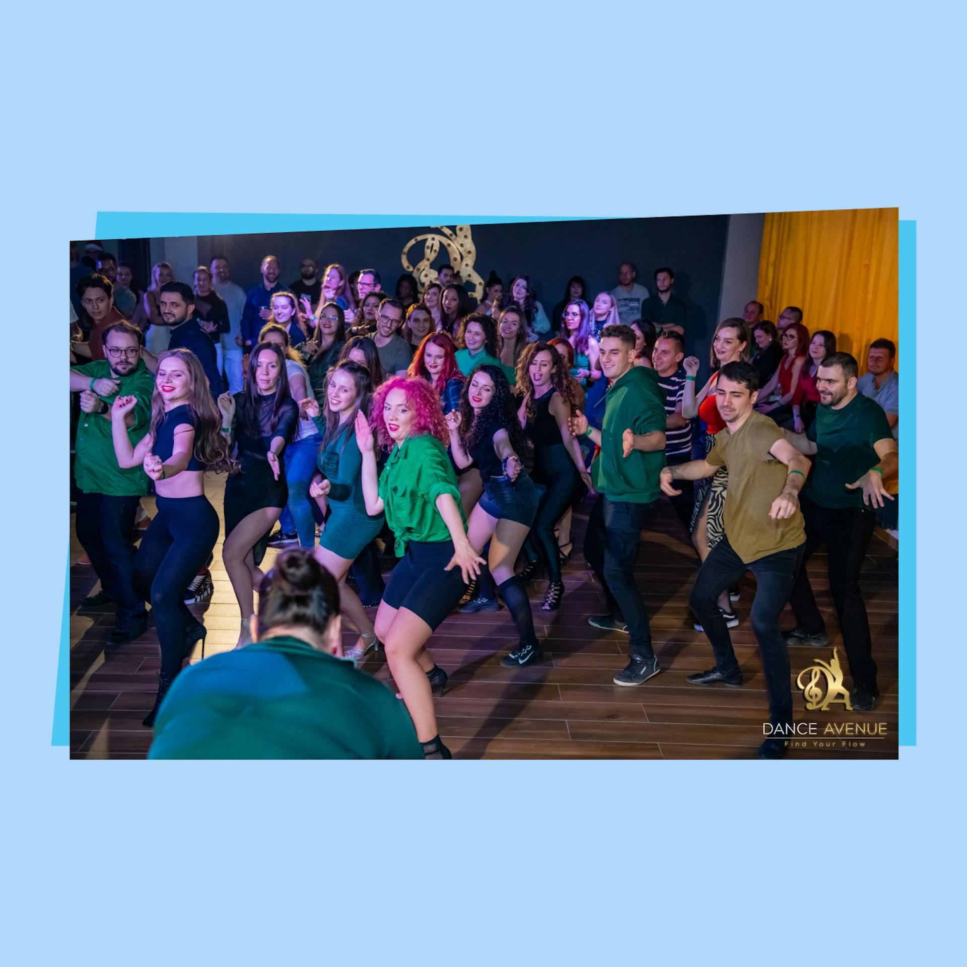 Group of people dancing at a party