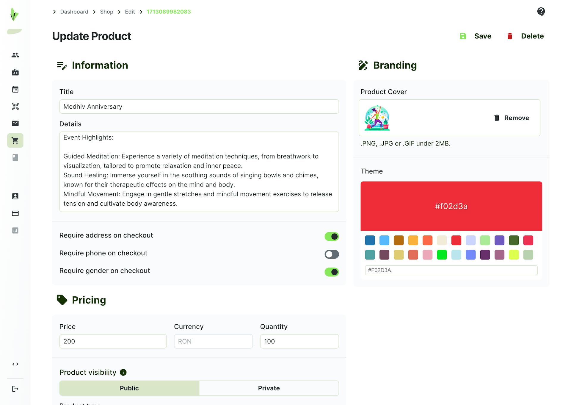 update a product platform page