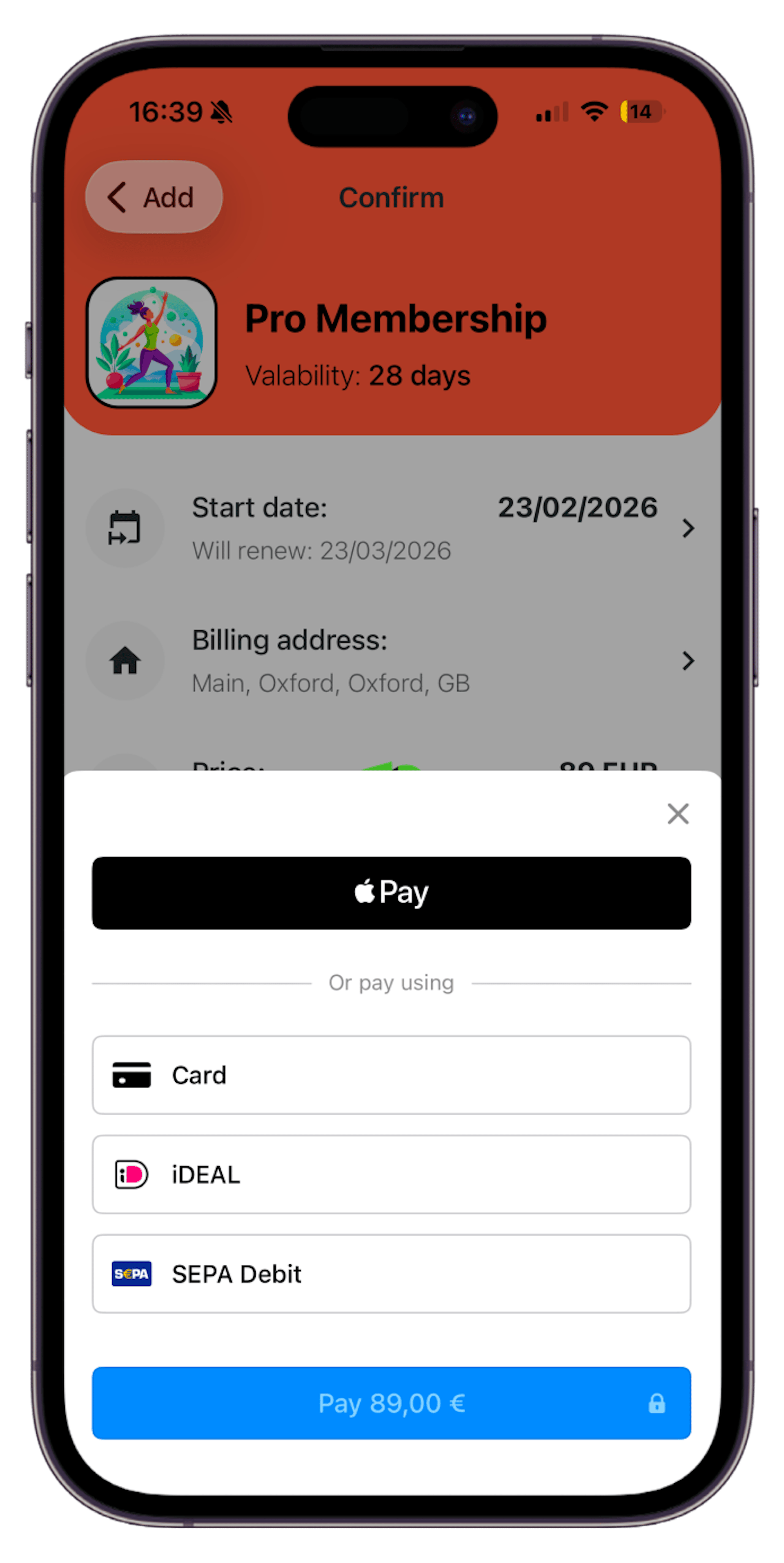 mobile membership checkout
