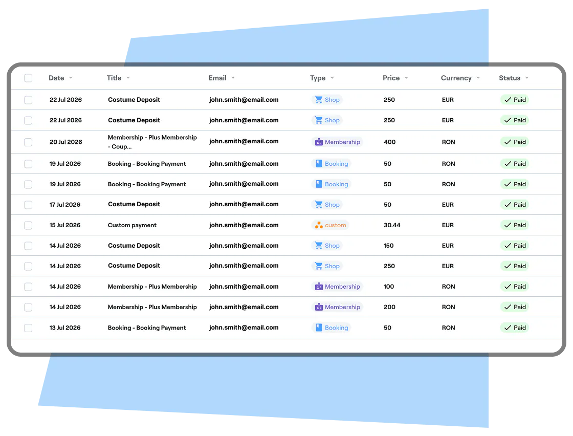 manage all payments