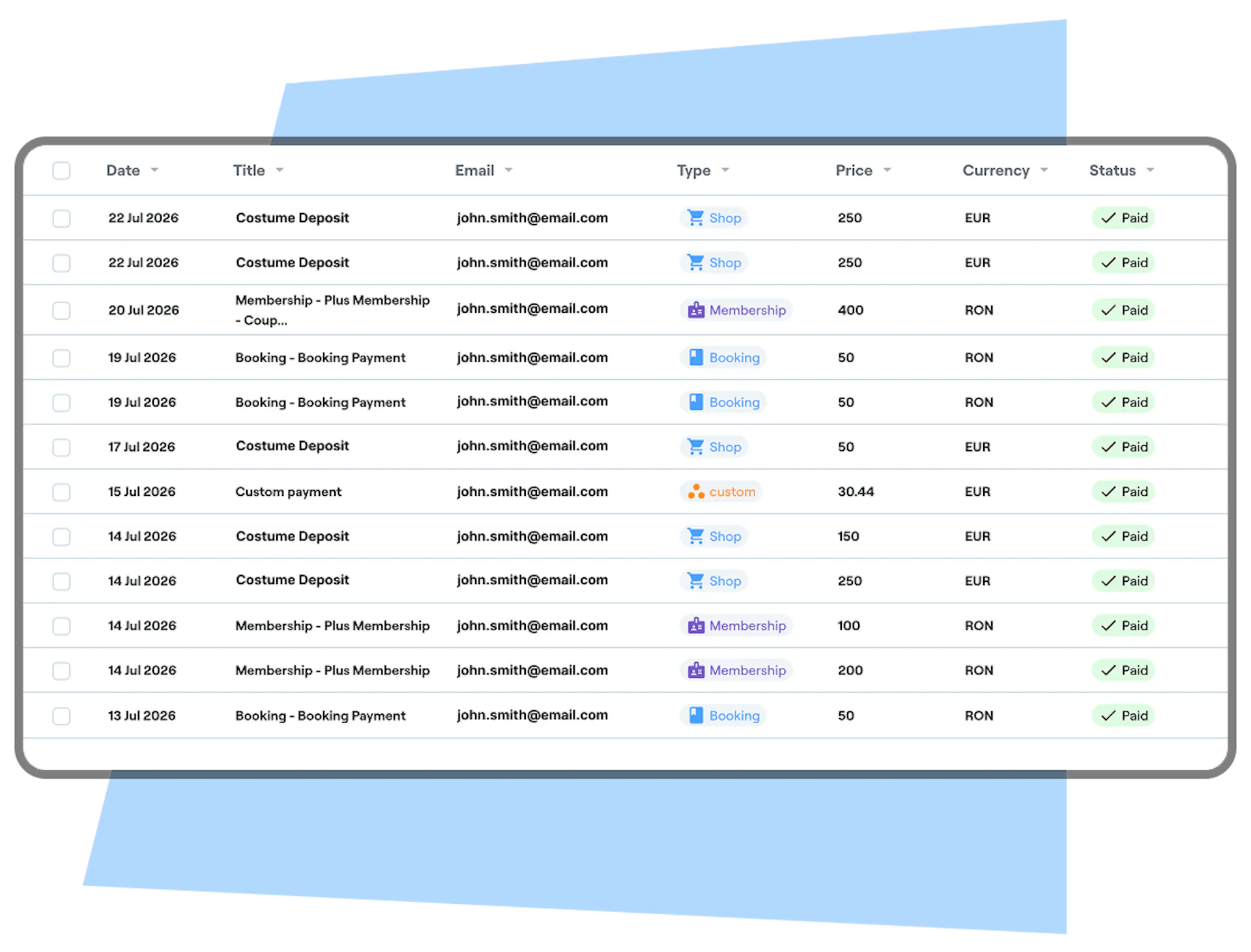 manage all payments