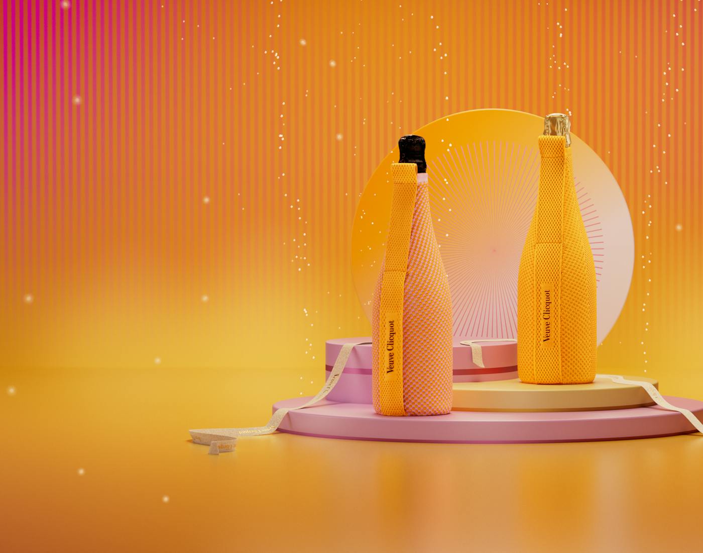 veuve clicquot 2 bottles of champagnes render